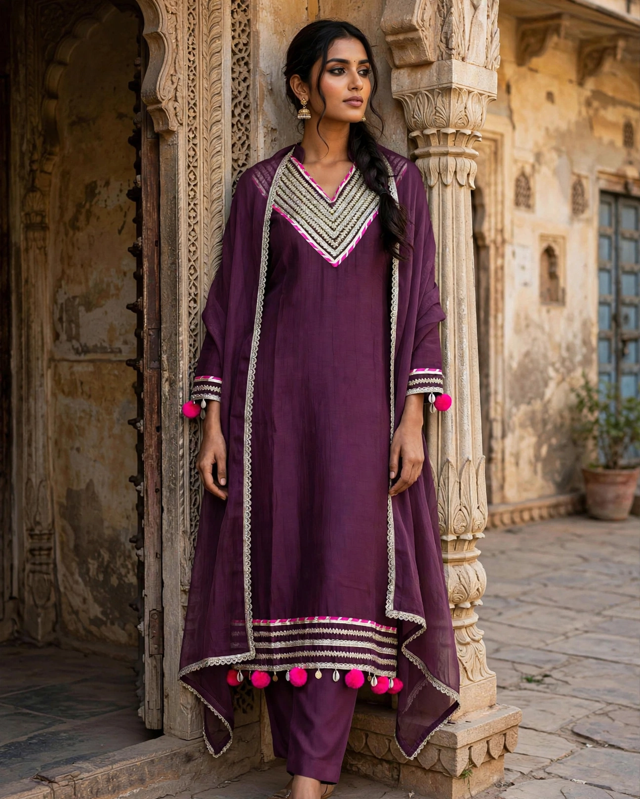 Pure Viscos  Mul Chandery Suit with Santoon Bottom